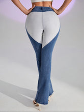 Colorblock Panel Flared Leg Jeans